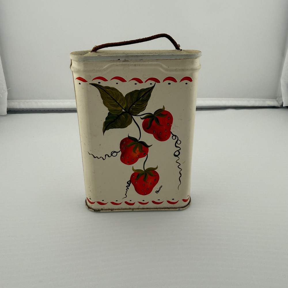 Vintage Prince Albert Tobacco Tin Hand Painted‎ Strawberry Folk Art Stash Box